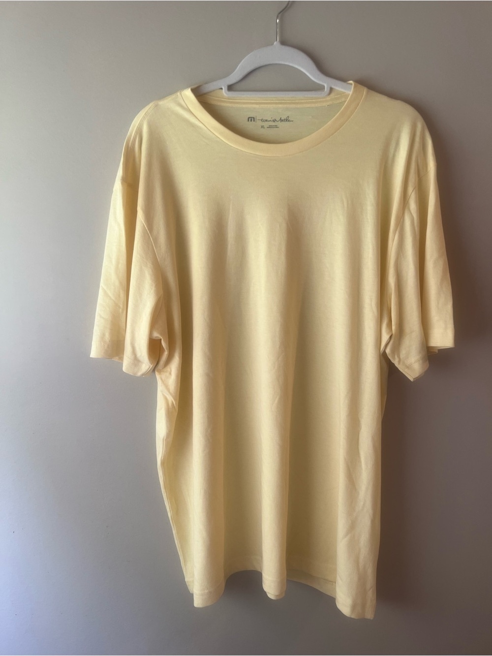Travis Mathew Men's Crewneck Tee in Pale Yellow